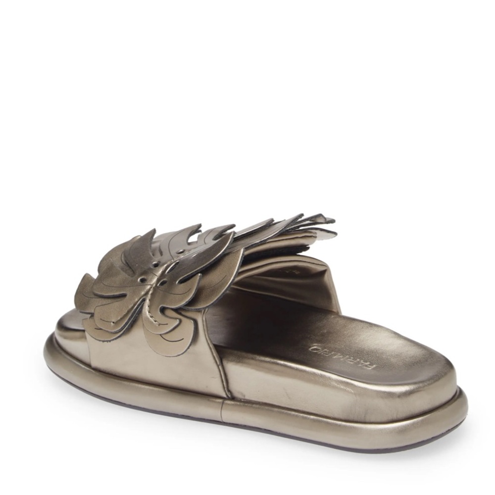 FARM Rio Monstera Anatomical Slide Sandal in Prata Velho, Brand New very Comfy